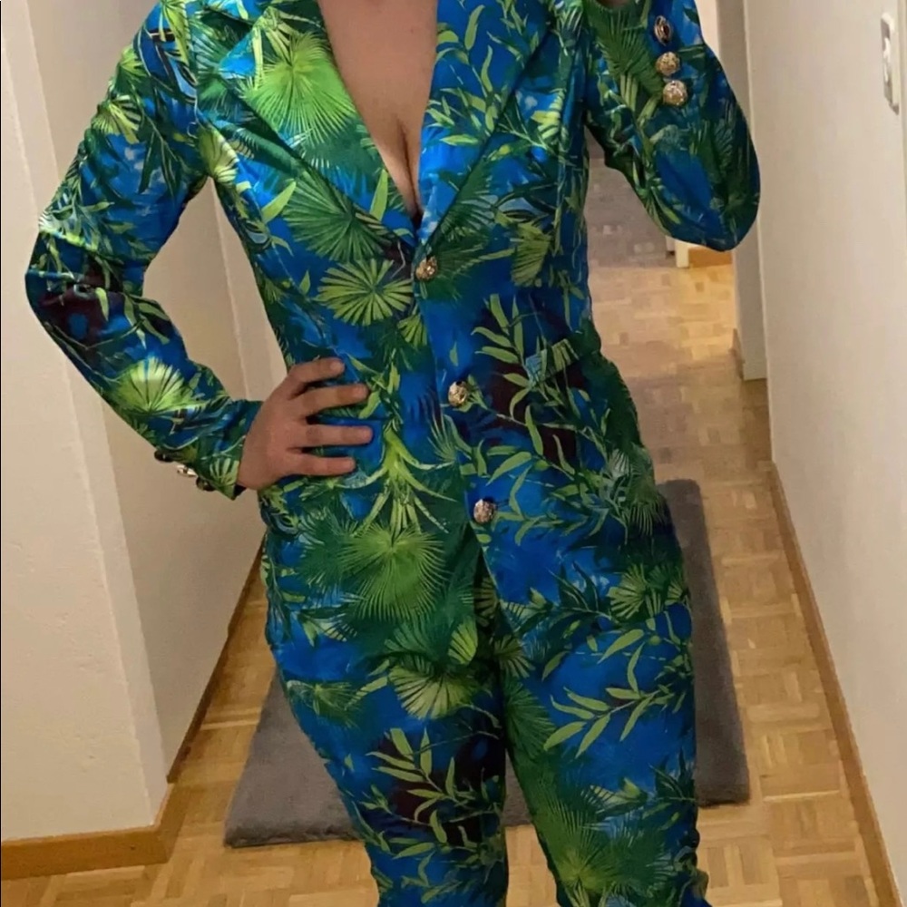 Designer inspired Versace Jungle Print Pants Suit